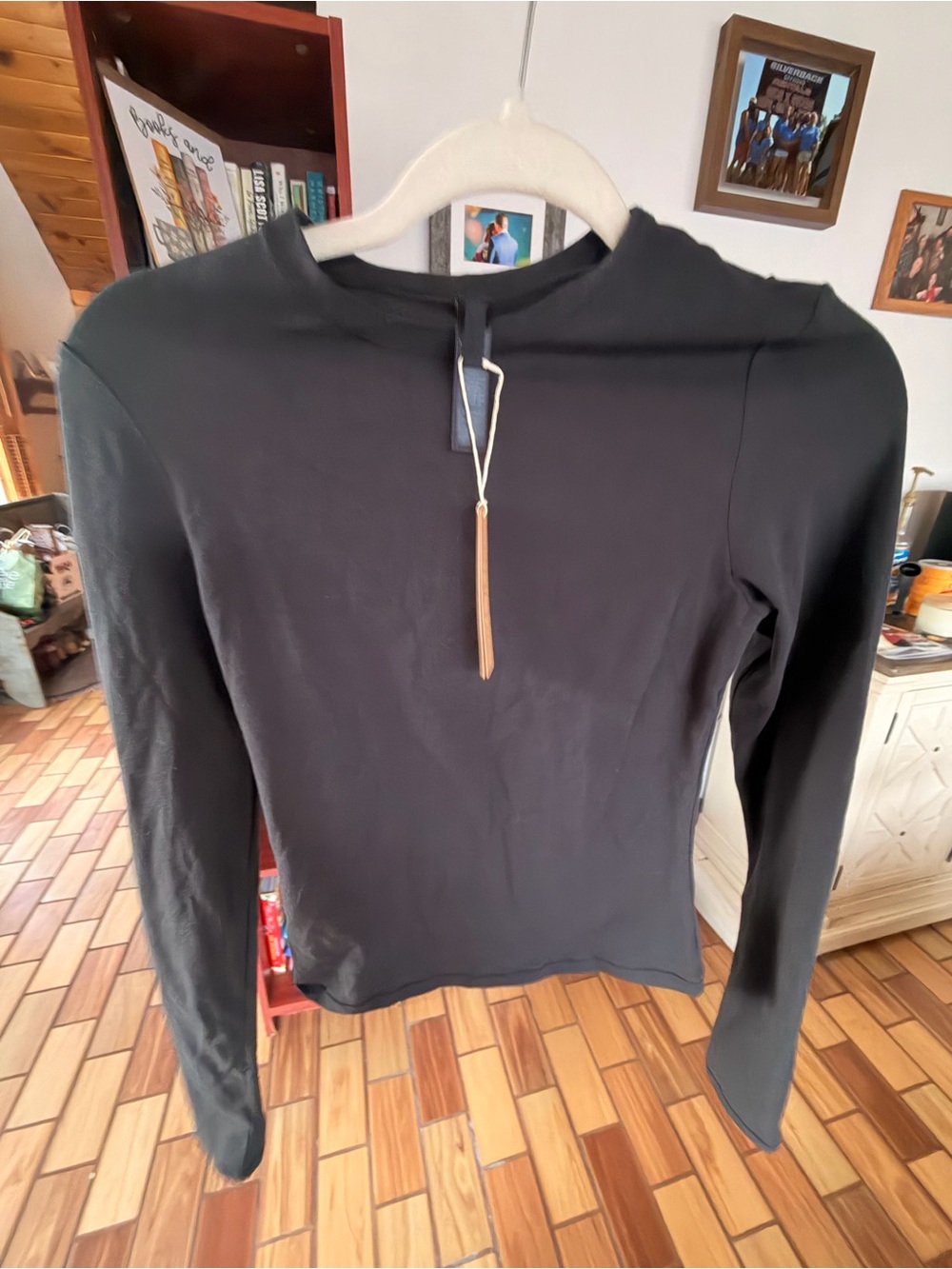 SKIMS Black Long-Sleeve Crewneck Top